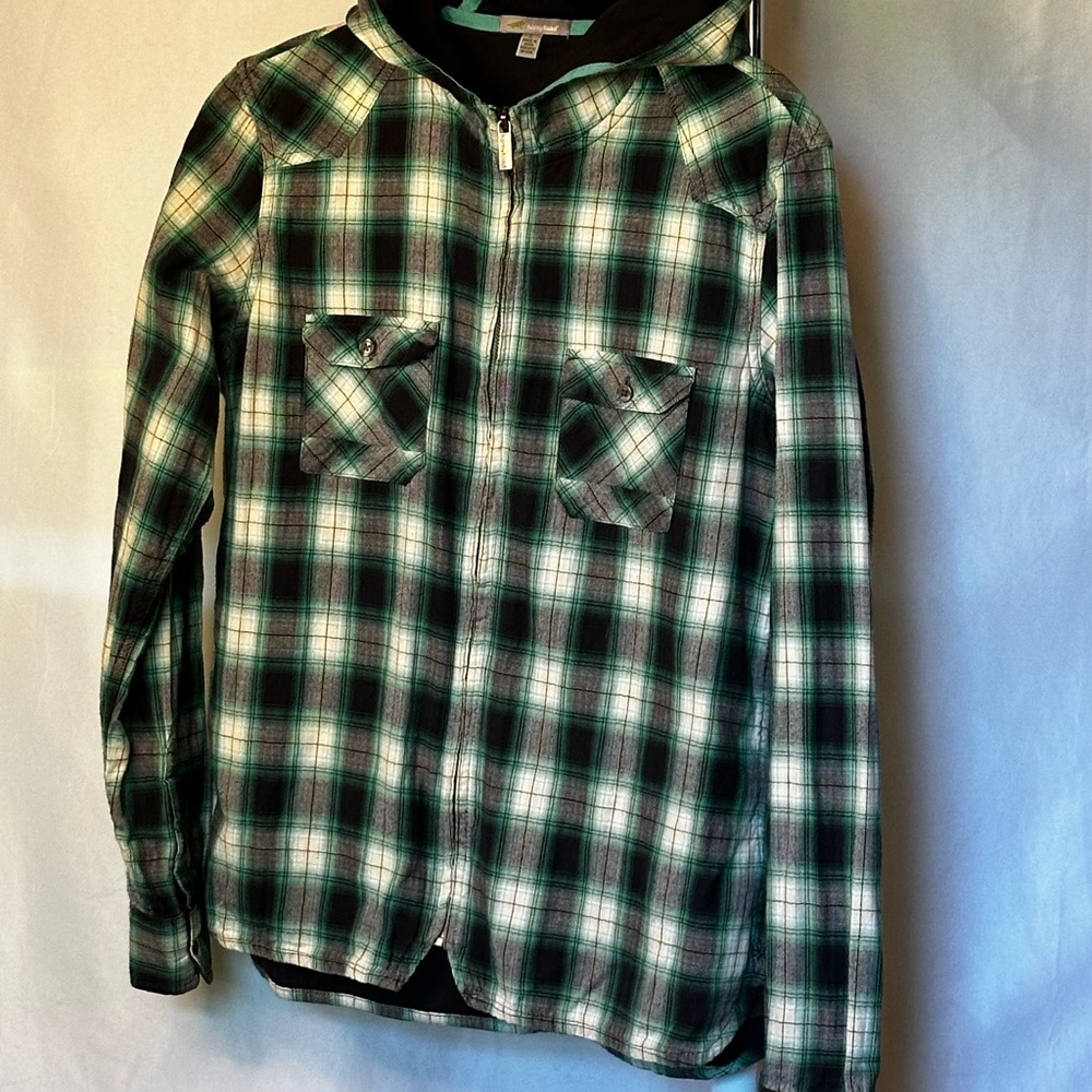 Horny Toad Green Plaid Hoodie